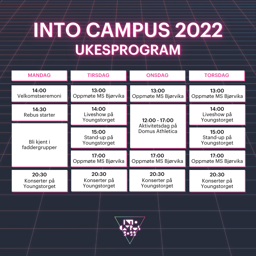 Ukesprogram for Into Campus 2022